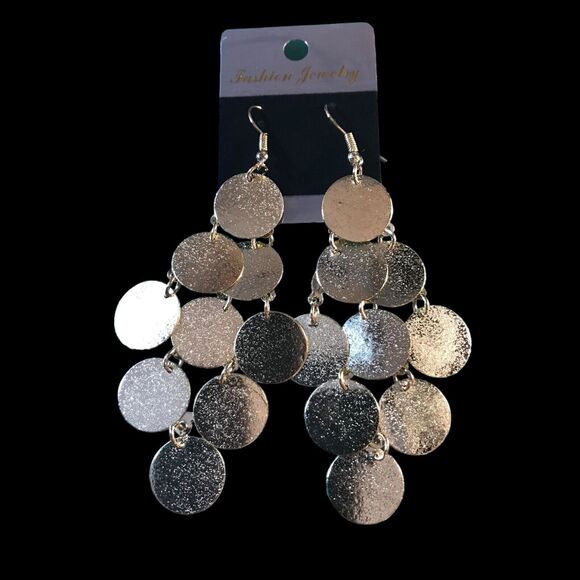 Cluster Dangle Drop Earrings Gold Tone NWT - Picture 1 of 2